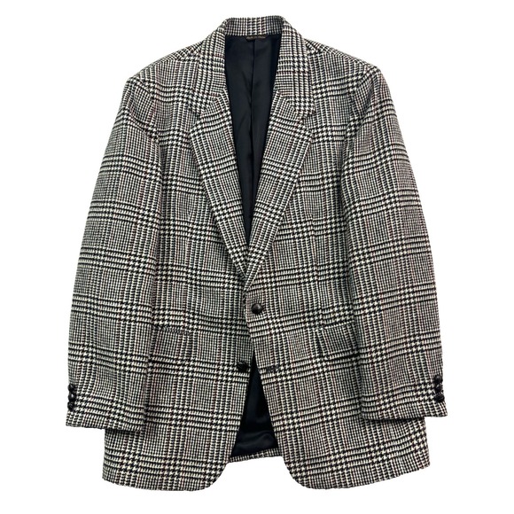 VTG Glen Plaid Heavy Tweed 42R Blazer Jacket Sport Suit Coat Wool Blend Classic
